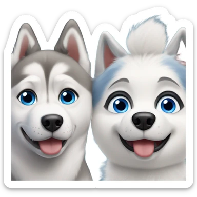 husky and alaskan eskimo dog with blue eyes sticker