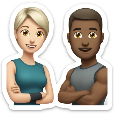 Training husband and wife with white skin sticker