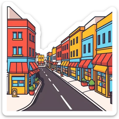 busy street with shops sticker