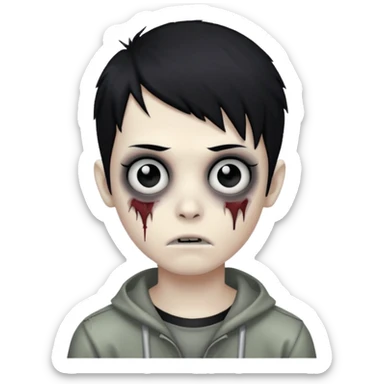 emo zombie boy with black hair sticker