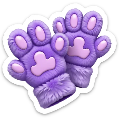 Pastel purple fuzzy cozy furry catty paw gloves and pulsewarmers sticker