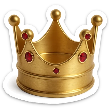 Add red jewels to the golden crown, keep the style simple, classic, with no background, maintain the golden crown's classic and timeless look with subtle red jewels. sticker