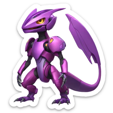 a Genesect-Raptor-Fakémon—hybrid with a futuristic visor-helmet full body sticker