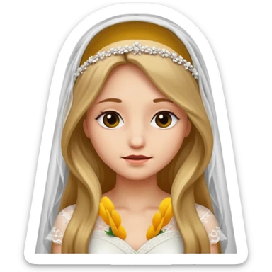 beautiful girl with long hair getting married veil covering face emoji ios 18 sticker