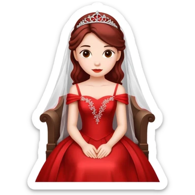 A beautiful girl wearing a red wedding dress sitting sticker