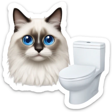 skibidi toilet with a ragdoll cat with blue eyes sticker
