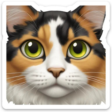 A calico cat face sticker