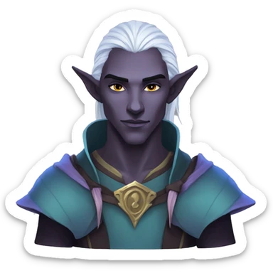 bust half-elf drow male sorcerer sticker