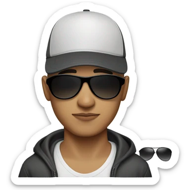 Bald Mexican young man with a baseball cap and dark cool sunglasses looking cool sticker