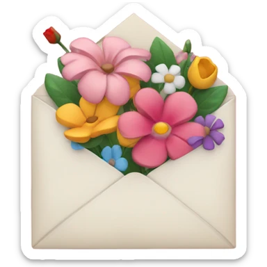 Love letter with flowers and kiss  sticker