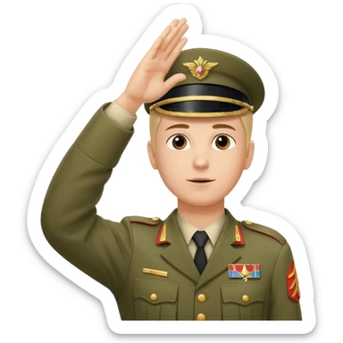 Solider giving a Roman salute with his hand held high and straight diagonally upward viewed from the side sticker
