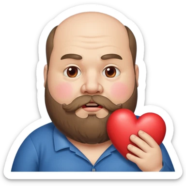 Ugly fat guy blowing a heart with a beard sticker