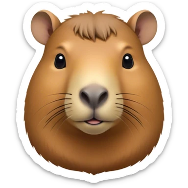 Cinematic Noble Capybara Portrait Emoji, Poised and serene, with a robust, rounded build and a distinctly capybara head featuring a broad, slightly flattened face, short snout and small, rounded ears, covered in soft, earthy fur and gentle, wise eyes, Simplified yet sharp and sophisticated features, highly detailed, glowing with a warm, natural glow, high shine, intelligent and calm, stylized with an air of understated authority, focused and attentive, soft glowing outline, capturing the essence of a watchful and confident capybara guardian that feels as though it could step out of the screen with effortless authority! sticker