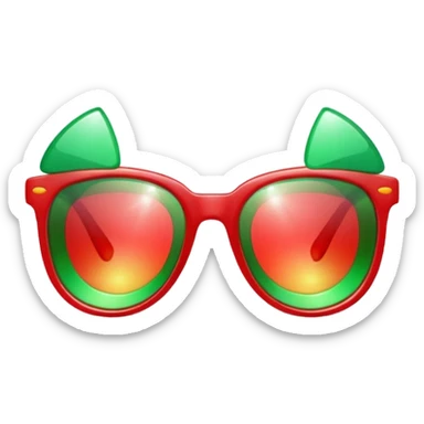 glitter red and green glasses vertically sticker