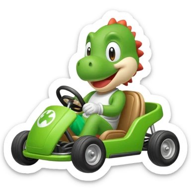emoji of yoshi in mario kart sticker