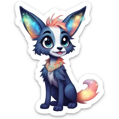 Cool cute Kawaii edgy fantasy animal sparkle fursona Fionbri by griffsnuff & LiLaiRa & Falvie full body sticker