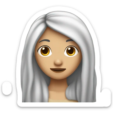 Girl with long black hair, small nose, wheat skin, brown eyes, slanted eyes sticker