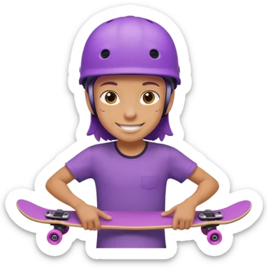 skater with skateboard and purple helmet sticker