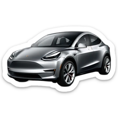 Gray Tesla model y car with silver wheels sticker