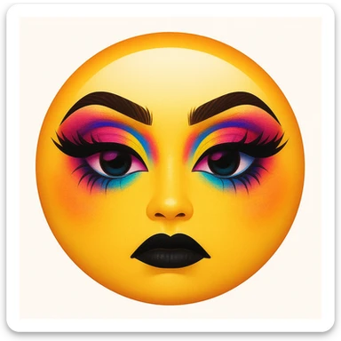 yellow face emoji with dramatic cut crease eyeshadow sticker