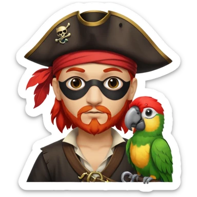 pirate with eye patch and parrot sticker