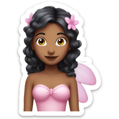 beautiful pink fairy with dark hair sticker