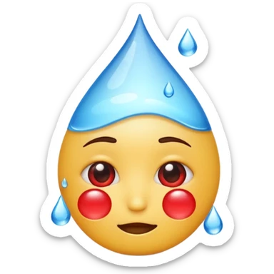 The iPhone emoji with the face with the water drop on the head but make water drop red sticker