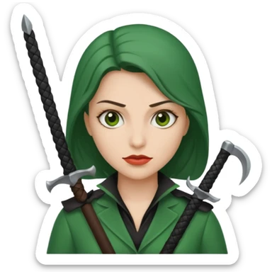 female executioner in green suit sticker