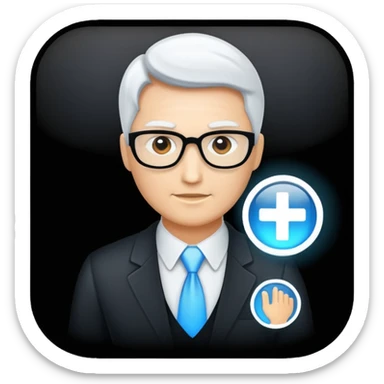 Administrator black white glowing logo transparent background sticker