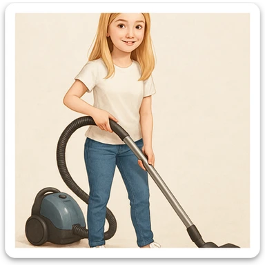 white girl with blonde hair holding a vacuum cleaner, style 3 sticker