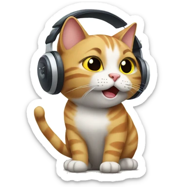 cat listening to song
 sticker
