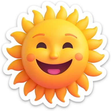 smiling sun emoji, 3D Microsoft style, simple and cheerful sticker