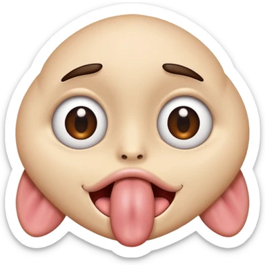 eyes looking left and tongue sticking out to the left as well sticker
