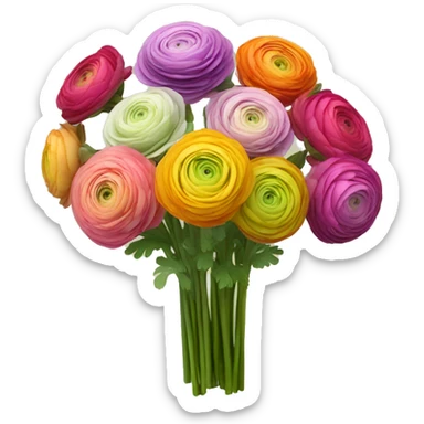 ranunculus bouquet colorful on stems sticker