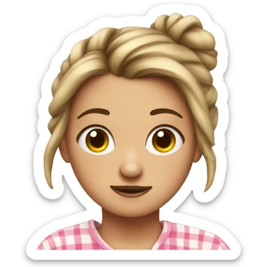 A girl with a messy bun and pyjamas  sticker