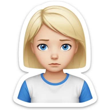 a girl blue eyes short blonde hair looking bored sticker