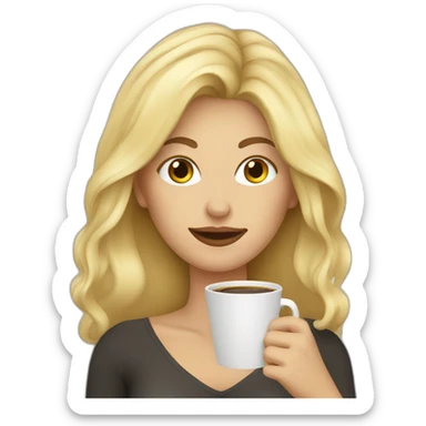 blonde hair woman graphic designer drinking coffee sticker