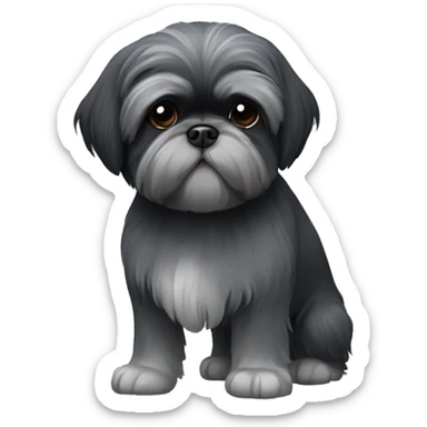 Small all dark grey shih tzu sticker