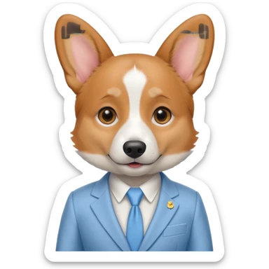 perrita caricatura gorgi gales ejecutiva con ropa celeste claro mujer tipo entrevistadora sticker