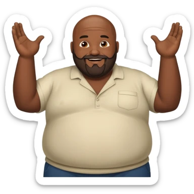 Fat black bald guy with beard shrugging sticker