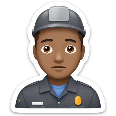 janitor wearing dark-grey custodian uniform sticker