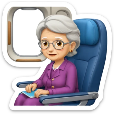 old woman passanger in plane seat sticker