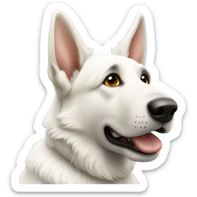 White German Shepherd Dog sitting with head tilted sticker