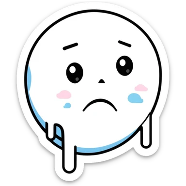 Sad crying face with tears streaming down sticker