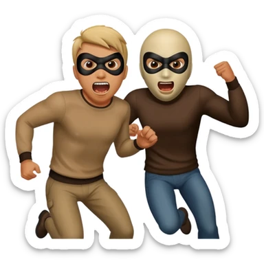 A man getting chased by a robber, screaming sticker