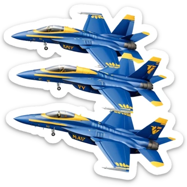 four US Navy Blue Angels f/a-18s performing diamond formation maneuver sticker