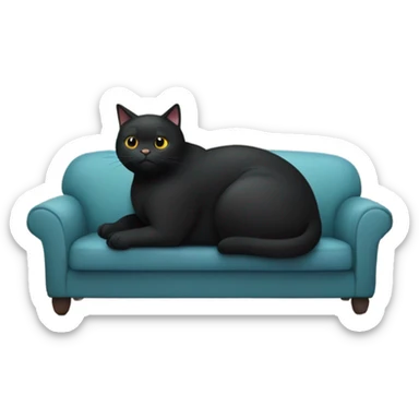 Very very very fat black cat sitting on a sofa sticker