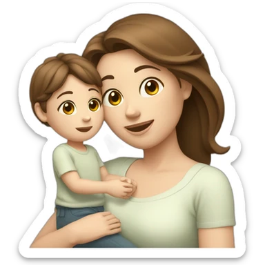 mother and child with brown hair5 and white skin full length sticker