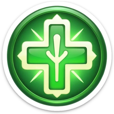 discord emoji's for a sword, shield, and a healing icon in the same style. Make it 3 separate emojis sticker