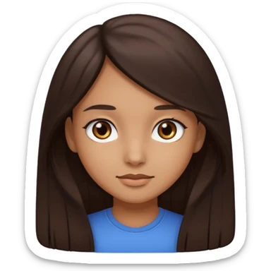 emoji of a girl with long dark brown hair, dark brown eyes, and light brown skin sticker